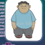 Cute cartoon boy with blue shirt and pants embroidery designs - Instant Download