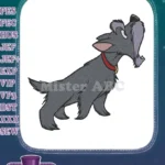 Adorable grey terrier dog barking animal embroidery designs - Instant Download