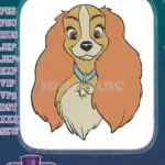 Smiling Lady cartoon cocker spaniel dog embroidery designs for pet lovers - Instant Download