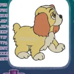 Sweet Cartoon Puppy Dog Lady Character Embroidery Designs - Instant Download