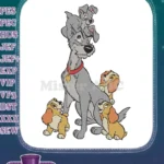 Disney Lady Tramp and Puppies Family Embroidery Designs - Instant Download