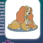 Lady and the Tramp Inspired Mother and Puppy Embroidery Designs - Instant Download