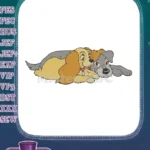 Cute Disney Lady and Tramp dog character embroidery designs - Instant Download