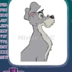 Classic Disney Tramp Scruffy Grey Dog Embroidery Designs - Instant Download