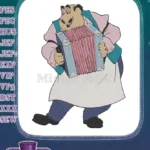 Cheerful Cartoon Badger Playing Accordion Instrument Embroidery Designs - Instant Download