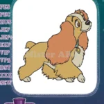 Cute Disney Lady Cocker Spaniel Dog Embroidery Designs - Instant Download