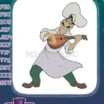 Happy Italian Chef Playing Mandolin Music Embroidery Designs - Instant Download