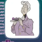 Charming Cartoon Woman Chef Serving Dessert Embroidery Designs - Instant Download