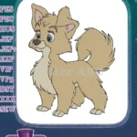 Adorable fluffy brown cartoon puppy dog embroidery designs - Instant Download