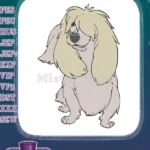 Cute shaggy dog cartoon embroidery designs with blue eyes - Instant Download