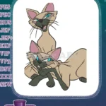 Two Mischievous Siamese Cartoon Cats Embroidery Designs - Instant Download