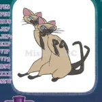 Mischievous Siamese Twin Cartoon Cats Embroidery Designs - Instant Download