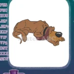 Cute brown cartoon hound dog sleeping embroidery designs - Instant Download