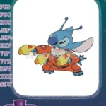 Disney Stitch blue alien in orange battle suit embroidery designs - Instant Download