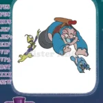 Funny Stitch Pleakley and large alien experiment running embroidery designs - Instant Download
