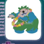 Funny Pleakley Hawaiian Hula Alien embroidery designs with colorful lei - Instant Download