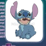 Adorable Blue Stitch Laughing Disney Character Embroidery Designs - Instant Download