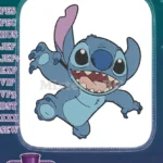 Lilo and Stitch Happy Blue Alien Character Embroidery Designs - Instant Download