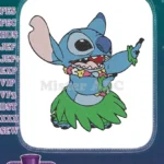 Excited Stitch Hula Dancing Tropical Hawaiian Embroidery Designs - Instant Download