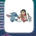Lilo and Stitch Playful Tea Party Cartoon Embroidery Designs - Instant Download