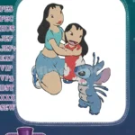 Lilo Nani Stitch family hug Hawaiian embroidery designs - Instant Download