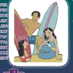 Happy surfers beach vacation embroidery designs with surfboards - Instant Download