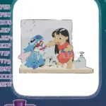 Lilo and Stitch fun teeth brushing hygiene embroidery designs - Instant Download