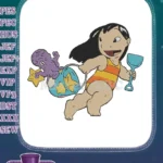 Lilo collecting treasures with octopus and starfish embroidery designs - Instant Download