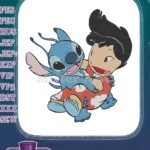 Disney Lilo and Stitch best friends hugging embroidery designs - Instant Download