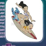 Lilo Stitch Nani Surfing Hawaiian Adventure Embroidery Designs - Instant Download