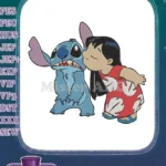 Lilo Kissing Stitch Cheek Funny Disney Cartoon Embroidery Designs - Instant Download