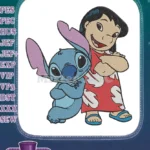 Happy Lilo and Stitch best friends playful embroidery designs - Instant Download