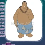 Large Polynesian Man with Lei and Shorts Embroidery Designs - Instant Download