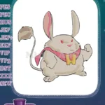 Mighty cartoon rabbit superhero with pink cape embroidery designs - Instant Download