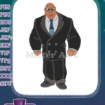 Bald Orange Cartoon Agent in Black Suit Embroidery Designs - Instant Download