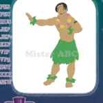 Tropical Hawaiian Hula Dancer Male Embroidery Designs - Instant Download