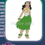 Cute Hawaiian Hula Girl Dancing Tropical Flower Embroidery Designs - Instant Download
