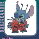 Mischievous Stitch in Red Suit Disney Character Embroidery Designs - Instant Download