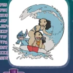 Lilo Stitch Nani Surfing Ocean Wave Disney Embroidery Designs - Instant Download