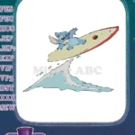 Stitch Alien Character Surfing Ocean Wave Embroidery Designs - Instant Download