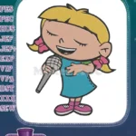 Annie Little Einsteins singing with microphone embroidery designs - Instant Download