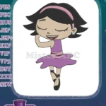Cute Cartoon Girl Ballerina Dancing Purple Dress Happy Face Embroidery Designs - Instant Download