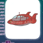 Classic Red Cartoon Spaceship Rocket Embroidery Designs - Instant Download