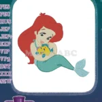 Beloved Disney Princess Ariel and Flounder underwater embroidery designs - Instant Download