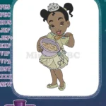 Cute Princess Tiana baking kitchen embroidery designs - Instant Download