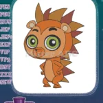 Playful cartoon orange hedgehog with green eyes embroidery designs - Instant Download