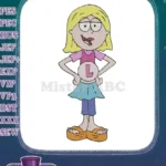 Cheerful Blonde Woman with Glasses and Letter L Embroidery Designs - Instant Download