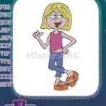 Confident Blonde Girl Smiling Cartoon Embroidery Designs - Instant Download