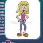 Cute Animated Blonde Girl Character with Hands on Hips Embroidery Designs - Instant Download
