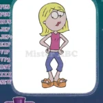 Sassy blonde cartoon girl with glasses embroidery designs - Instant Download